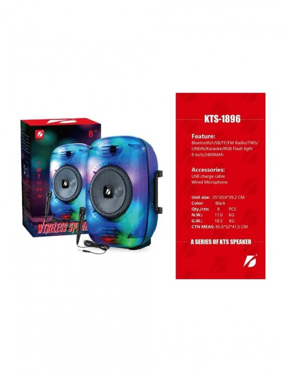 KTS-1896 BLUETOOTH HOPARLÖR 8 İNÇ BÜYÜK BOY 